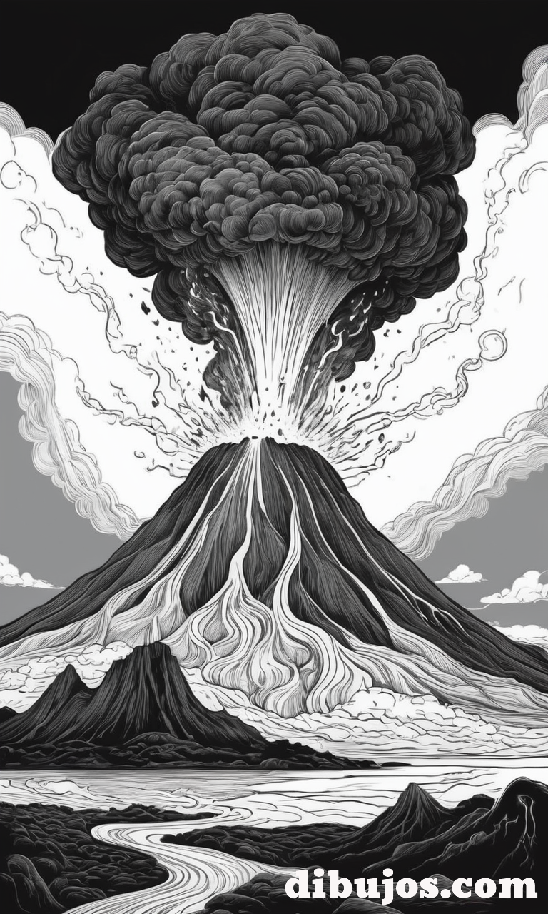 Dibujo de un Volcán