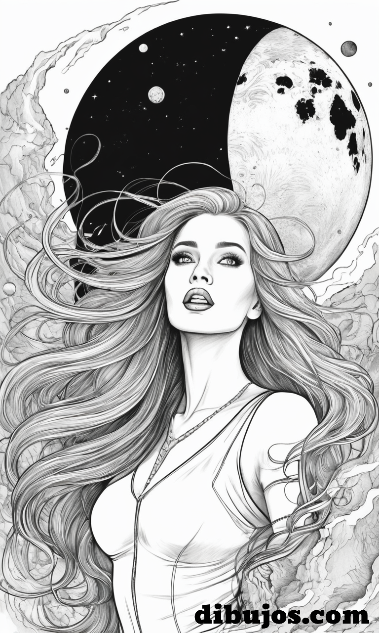 Dibujo de Chica lejos de la Tierra