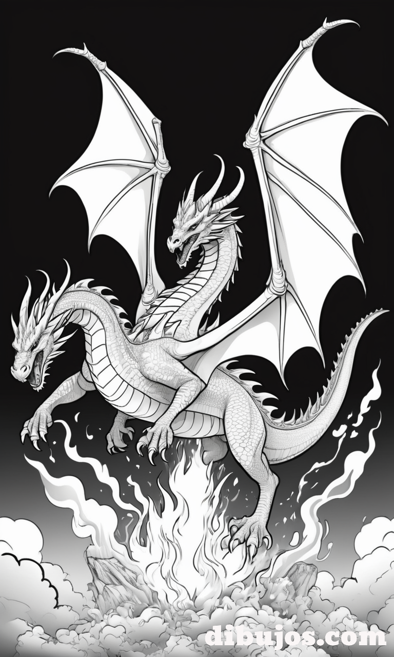 Dibujo de un Dragón de dos cabezas